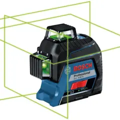 Poziomica laserowa Bosch Professional GLL 3-80 G z zielonymi liniami lasera.
